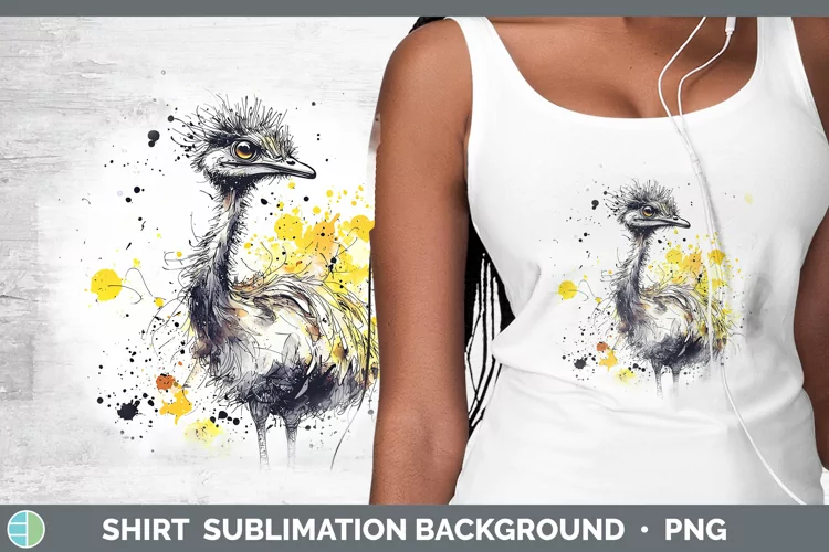 Watercolor Splash Farm Emu Shirt Sublimation Sublimation Bac