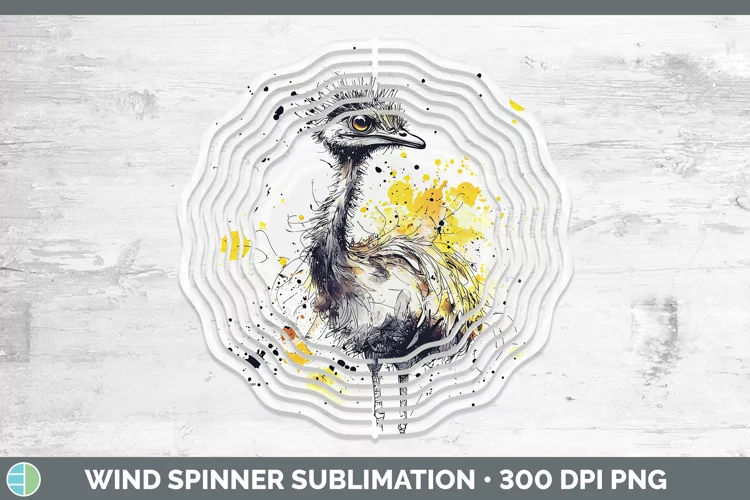 Watercolor Splash Farm Emu Wind Spinner Sublimation Spinner