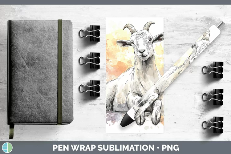 Watercolor Splash Farm Goat Pen Wrap Sublimation Pen Designs