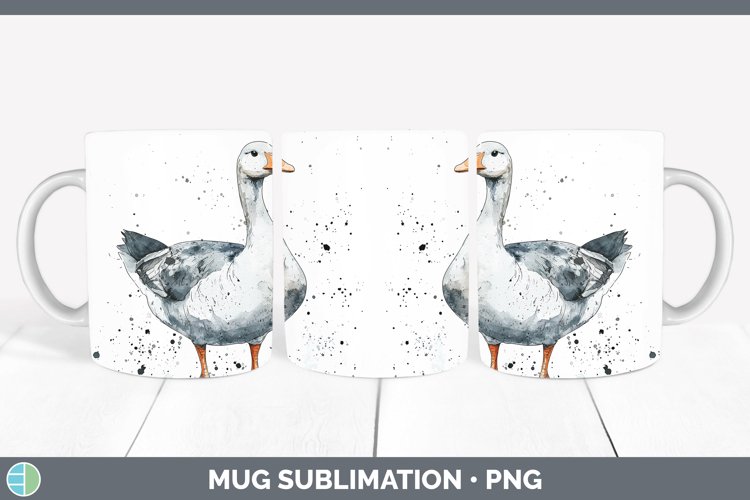 Watercolor Splash Farm Goose Mug Wrap Sublimation Coffee Cup