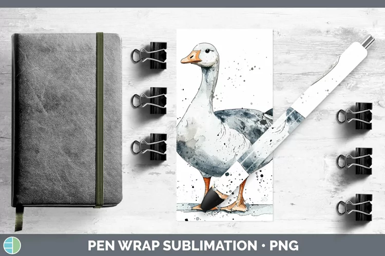 Watercolor Splash Farm Goose Pen Wrap Sublimation Pen Design