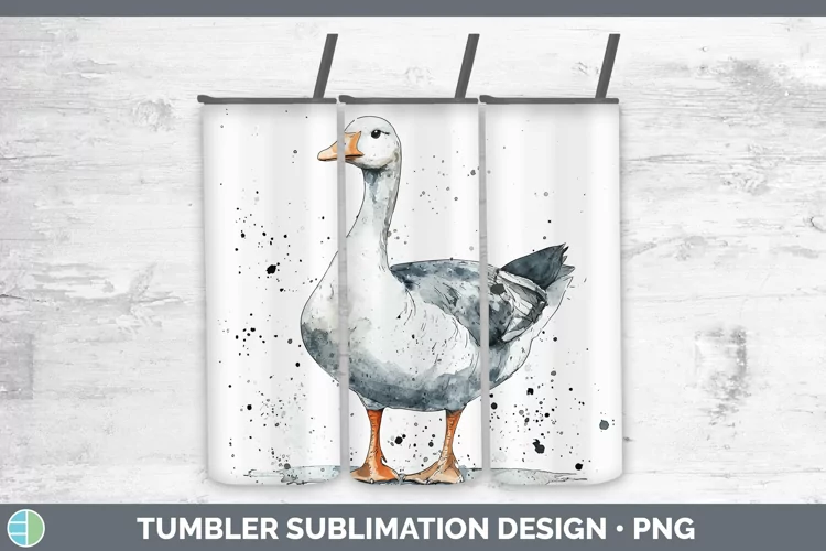 Watercolor Splash Farm Goose Tumbler Sublimation 20 oz Skinn