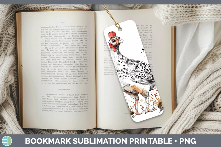 Watercolor Splash Farm Guinea Hen Bookmark Sublimation Print