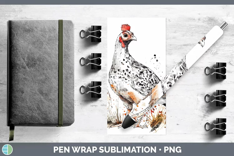 Watercolor Splash Farm Guinea Hen Pen Wrap Sublimation Pen D