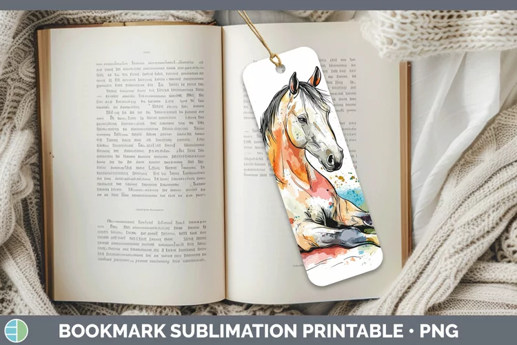 Watercolor Splash Farm Horse Bookmark Sublimation Printable