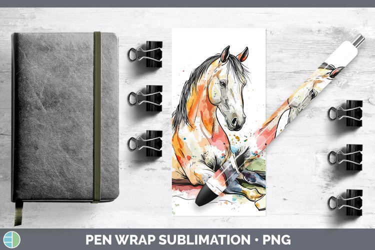 Watercolor Splash Farm Horse Pen Wrap Sublimation Pen Design