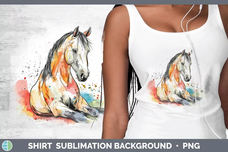 Watercolor Splash Farm Horse Shirt Sublimation Sublimation B