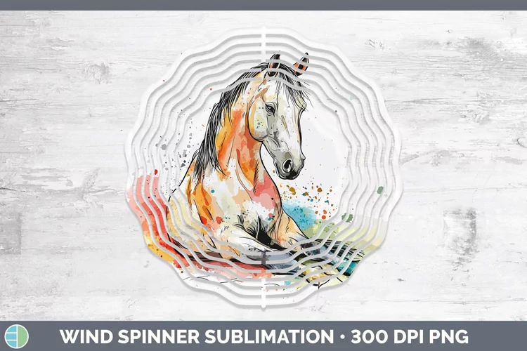 Watercolor Splash Farm Horse Wind Spinner Sublimation Spinne