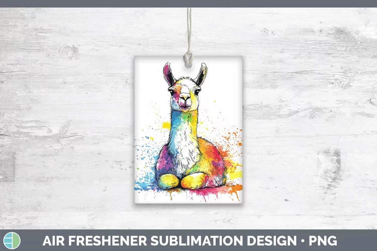 Watercolor Splash Farm LLama Air Freshener Sublimation Car F