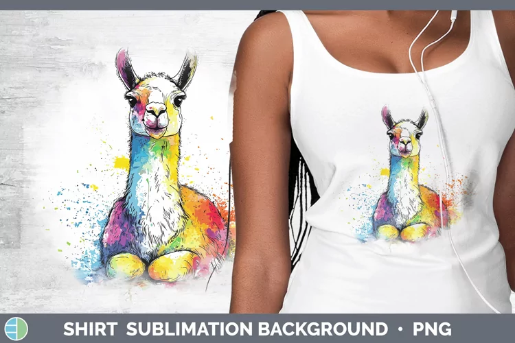 Watercolor Splash Farm LLama Shirt Sublimation Sublimation B