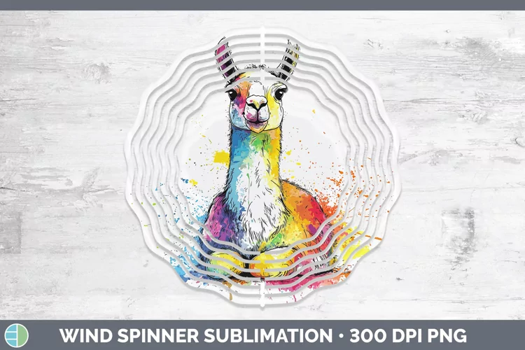 Watercolor Splash Farm LLama Wind Spinner Sublimation Spinne