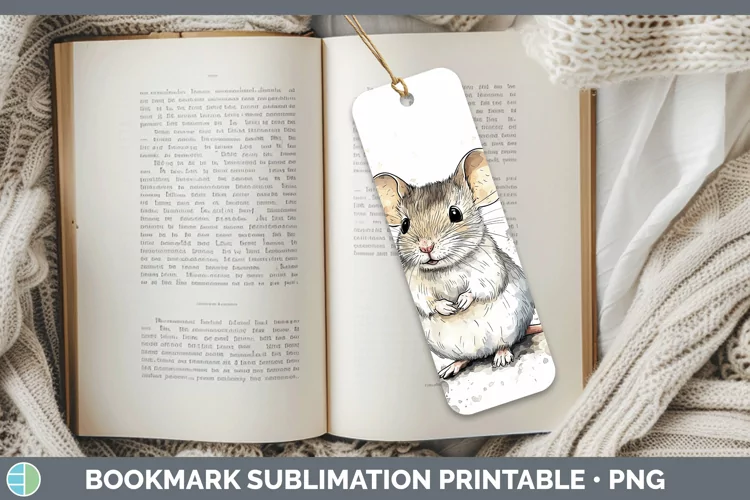 Watercolor Splash Farm Mouse Bookmark Sublimation Printable