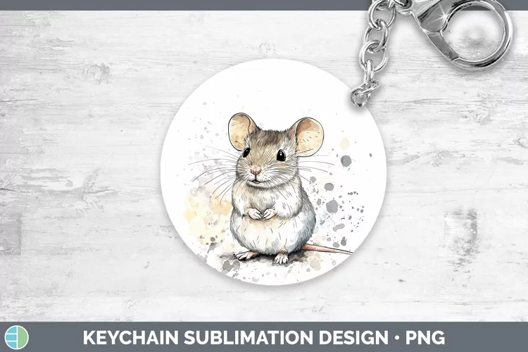 Watercolor Splash Farm Mouse Keychain Sublimation Keyring De