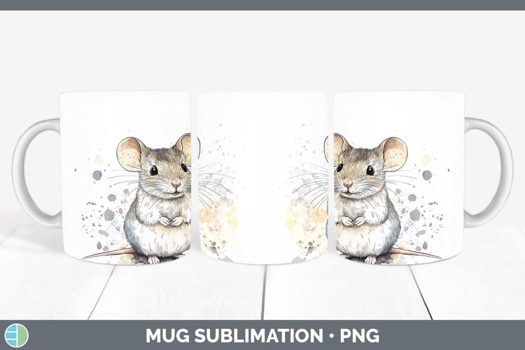 Watercolor Splash Farm Mouse Mug Wrap Sublimation Coffee Cup