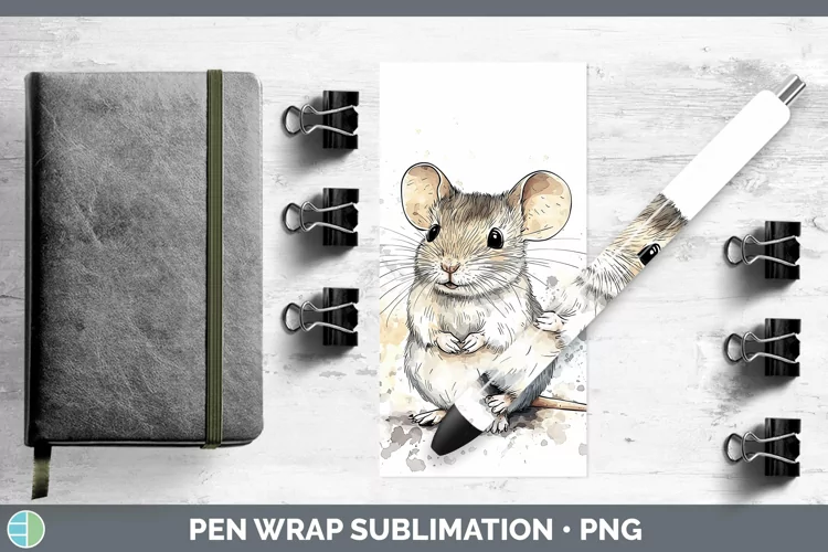 Watercolor Splash Farm Mouse Pen Wrap Sublimation Pen Design