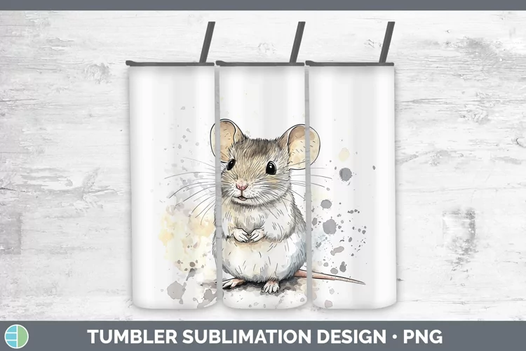 Watercolor Splash Farm Mouse Tumbler Sublimation 20 oz Skinn