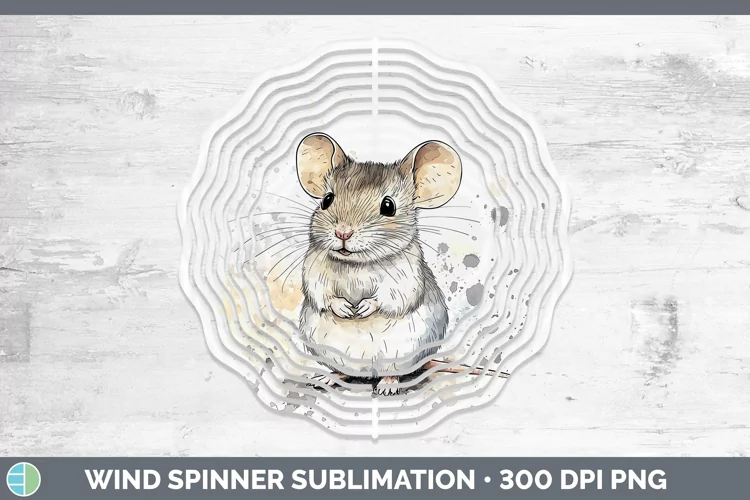 Watercolor Splash Farm Mouse Wind Spinner Sublimation Spinne
