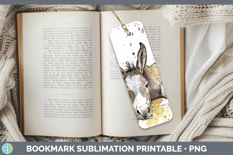 Watercolor Splash Farm Mule Bookmark Sublimation Printable D