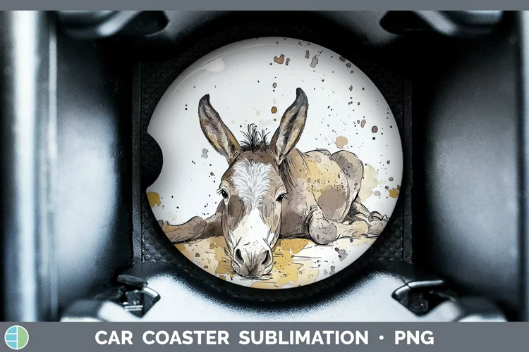 Watercolor Splash Farm Mule Car Coaster Sublimation Designs