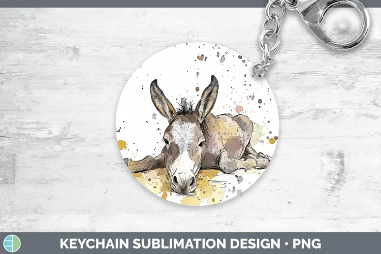 Watercolor Splash Farm Mule Keychain Sublimation Keyring Des