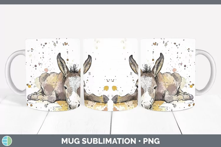 Watercolor Splash Farm Mule Mug Wrap Sublimation Coffee Cup