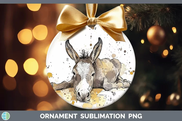 Watercolor Splash Farm Mule Ornament Sublimation Bauble Desi