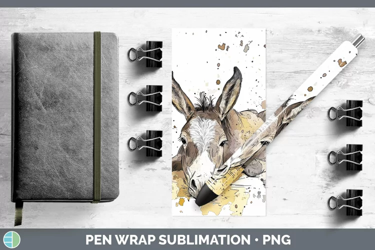Watercolor Splash Farm Mule Pen Wrap Sublimation Pen Designs