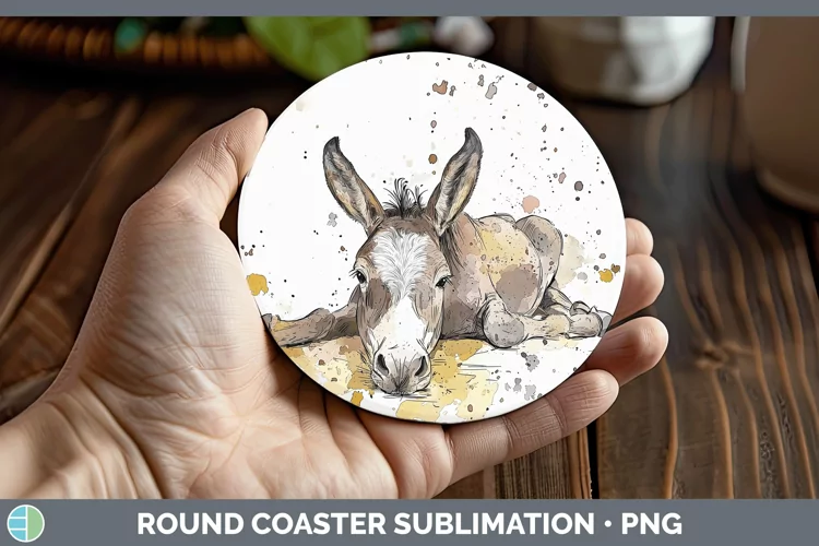 Watercolor Splash Farm Mule Round Coaster Sublimation Coaste