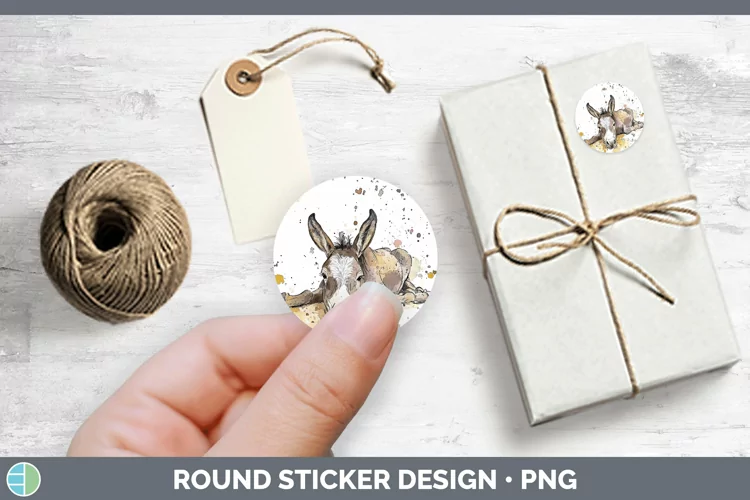 Watercolor Splash Farm Mule Stickers | Round Labels Designs