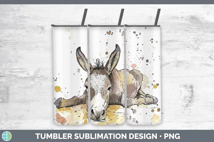 Watercolor Splash Farm Mule Tumbler Sublimation 20 oz Skinny