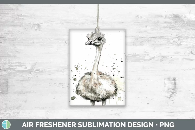 Watercolor Splash Farm Ostrich Air Freshener Sublimation Car