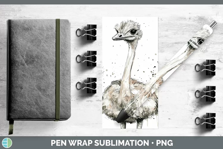 Watercolor Splash Farm Ostrich Pen Wrap Sublimation Pen Desi