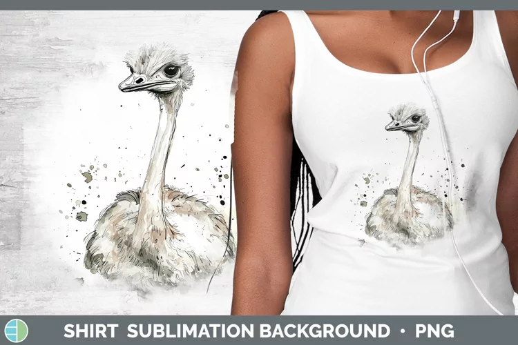 Watercolor Splash Farm Ostrich Shirt Sublimation Sublimation