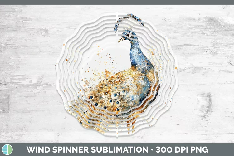 Watercolor Splash Farm Peacock Wind Spinner Sublimation Spin