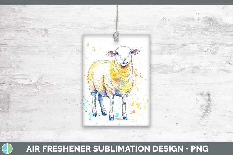 Watercolor Splash Farm Sheep Air Freshener Sublimation Car F