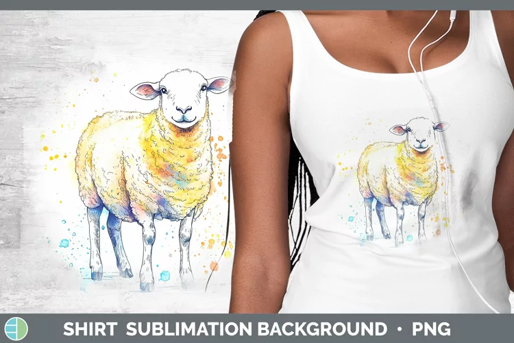 Watercolor Splash Farm Sheep Shirt Sublimation Sublimation B