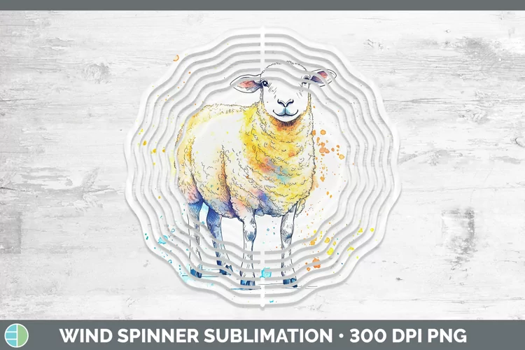 Watercolor Splash Farm Sheep Wind Spinner Sublimation Spinne