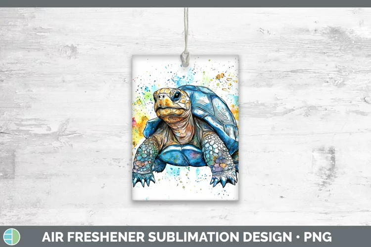 Watercolor Splash Farm Tortoise Air Freshener Sublimation Ca
