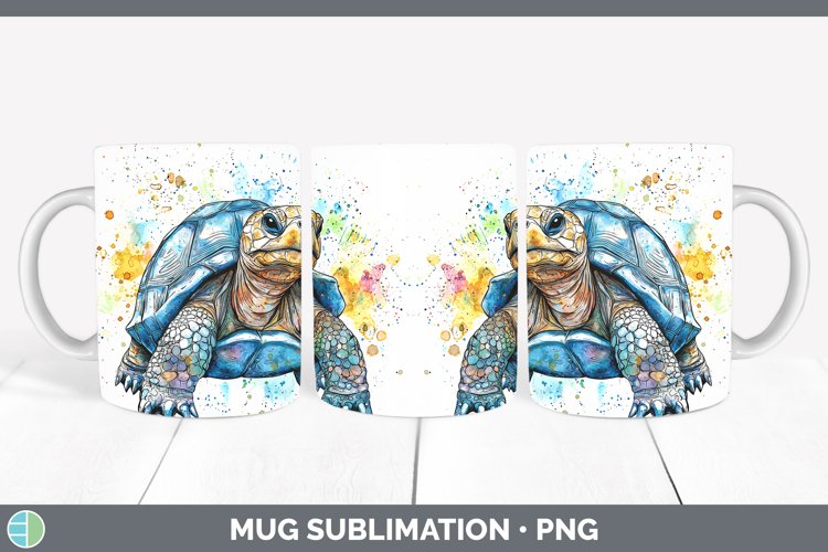 Watercolor Splash Farm Tortoise Mug Wrap Sublimation Coffee