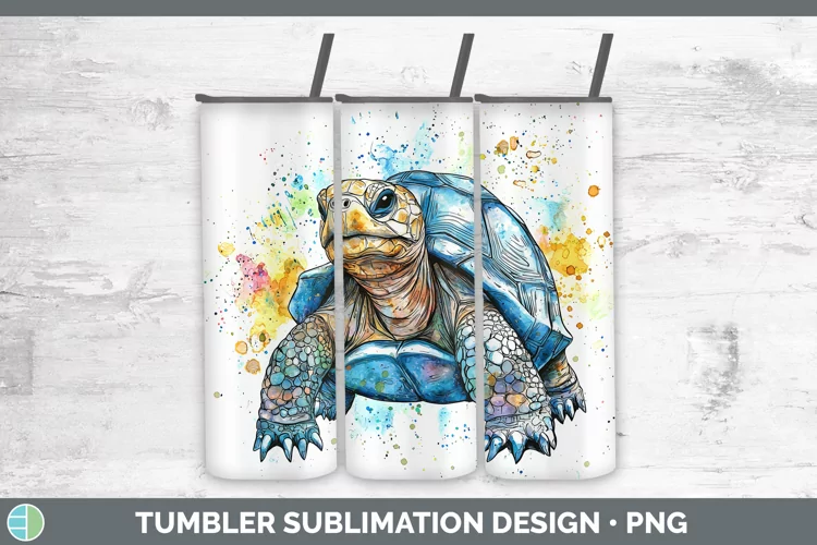Watercolor Splash Farm Tortoise Tumbler Sublimation 20 oz Sk