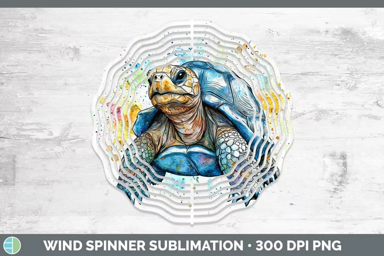 Watercolor Splash Farm Tortoise Wind Spinner Sublimation Spi