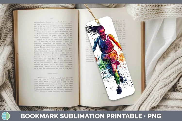 Watercolor Splash Female Basketball Bookmark Sublimation Pri