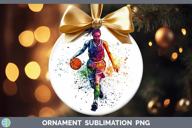 Watercolor Splash Female Basketball Ornament Sublimation Bau