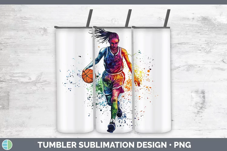 Watercolor Splash Female Basketball Tumbler Sublimation 20 o