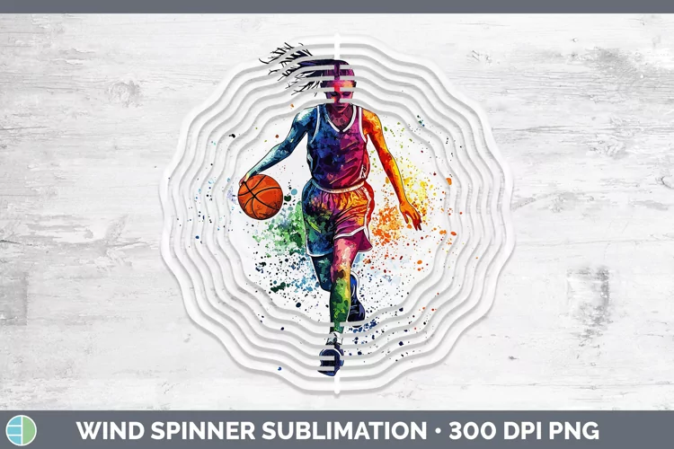 Watercolor Splash Female Basketball Wind Spinner Sublimation