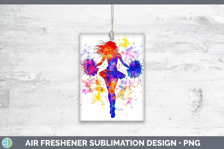 Watercolor Splash Female Cheerleader Air Freshener Sublimati