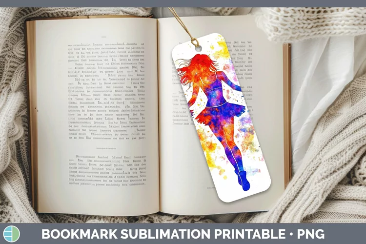 Watercolor Splash Female Cheerleader Bookmark Sublimation Pr