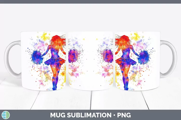 Watercolor Splash Female Cheerleader Mug Wrap Sublimation Co