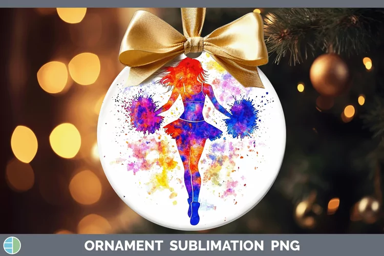 Watercolor Splash Female Cheerleader Ornament Sublimation Ba