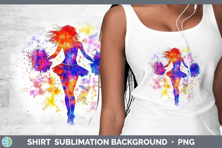 Watercolor Splash Female Cheerleader Shirt Sublimation Subli